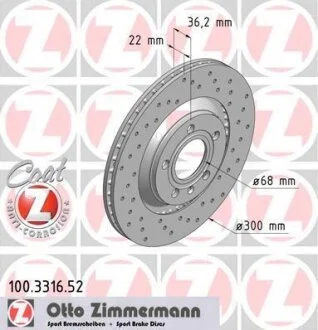 Диск гальмівний SPORT Z ZIMMERMANN 100.3316.52