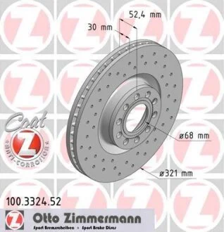 Диск гальмівний ZIMMERMANN 100.3324.52