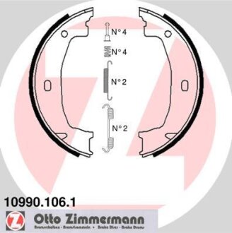Комплект гальмівних колодок, стоянкове гальмо ZIMMERMANN 10990.106.1