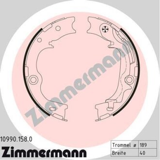 Комплект гальмівних колодок, стоянкове гальмо ZIMMERMANN 109901580