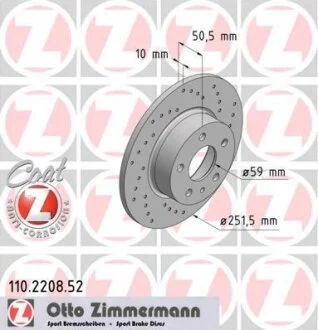 Диск гальмівний ZIMMERMANN 110.2208.52