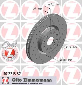 Диск гальмівний ZIMMERMANN 110.2215.52
