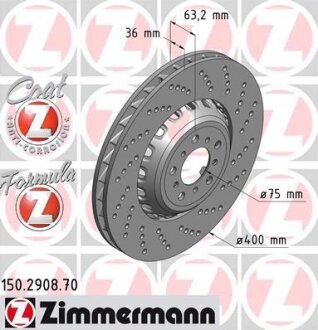 Диск тормозной ZIMMERMANN 150.2908.70