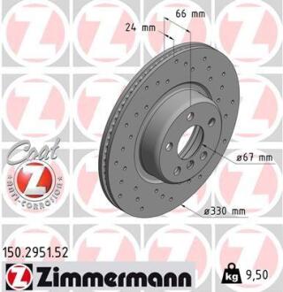 Диск гальмівний передній ZIMMERMANN 150.2951.52