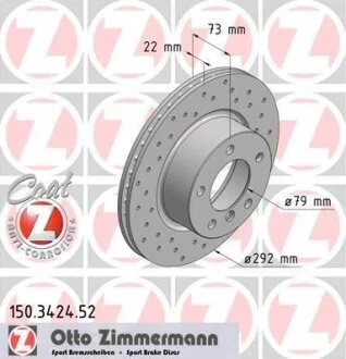 Диск гальмівний ZIMMERMANN 150.3424.52