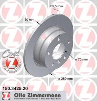 Диск тормозной BMW 1(E81/E87) 07- задн. Coat Z ZIMMERMANN 150.3425.20