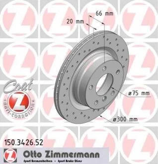 Диск тормозной BMW 3(E90) 05- задн.вент.SPORT Coat Z ZIMMERMANN 150.3426.52