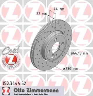 Диск гальмівний ZIMMERMANN 150.3444.52