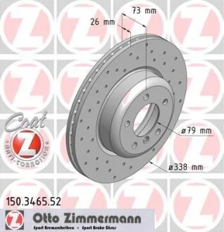 Диск тормозной BMW 3(E81/E87)/3(E90) 04- перед.вент. SPORT Z ZIMMERMANN 150.3465.52