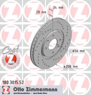 Диск гальмівний ZIMMERMANN 180.3015.52