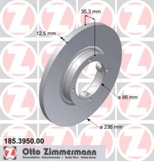 Диск гальмівний ZIMMERMANN 185.3950.00