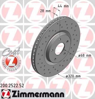 TARCZA HAMULC. RENAULT KOLEOS 08- PRZУD ZIMMERMANN 200.2522.52