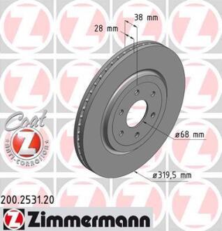 Гальмiвнi диски переднi ZIMMERMANN 200.2531.20