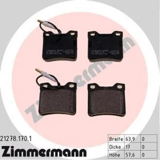 Комплект гальмівних накладок, дискове гальмо ZIMMERMANN 21278.170.1