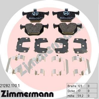 Комплект гальмівних накладок, дискове гальмо ZIMMERMANN 21282.170.1