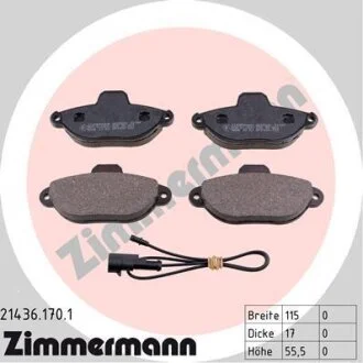 Комплект гальмівних накладок, дискове гальмо ZIMMERMANN 214361701
