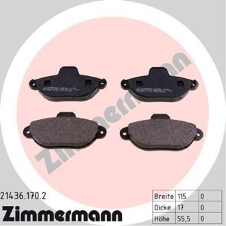 Комплект гальмівних накладок, дискове гальмо ZIMMERMANN 21436.170.2
