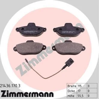 Комплект тормозных колодок, дисковый тормоз ZIMMERMANN 21436.170.3