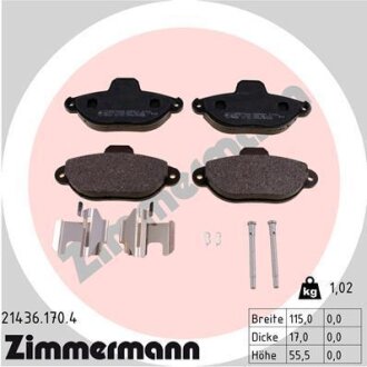 Комплект гальмівних накладок, дискове гальмо ZIMMERMANN 21436.170.4