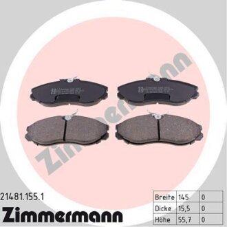 Комплект гальмівних накладок, дискове гальмо ZIMMERMANN 21481.155.1