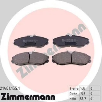 Комплект гальмівних накладок, дискове гальмо ZIMMERMANN 21481.155.1