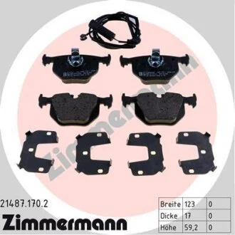 Комплект гальмівних накладок, дискове гальмо ZIMMERMANN 21487.170.2