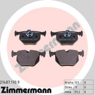 Комплект гальмівних накладок, дискове гальмо ZIMMERMANN 21487.170.9