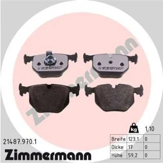 Комплект гальмівних накладок, дискове гальмо ZIMMERMANN 21487.970.1