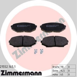 Комплект гальмівних накладок, дискове гальмо ZIMMERMANN 21552.145.1