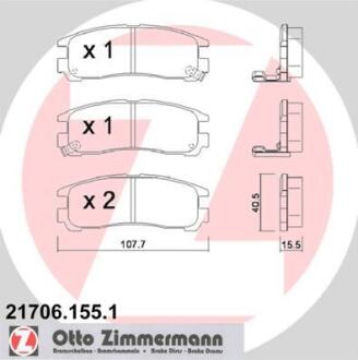 Колодки гальмівні дискові, комплект ZIMMERMANN 21706.155.1