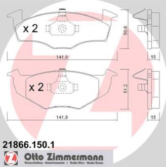 Колодки гальмівні дискові, комплект ZIMMERMANN 21866.150.1