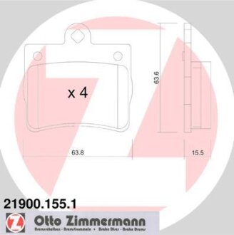 Колодки гальмівні дискові, комплект ZIMMERMANN 219001551