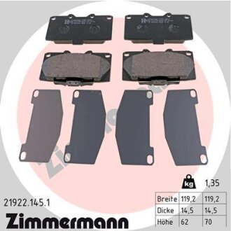 Колодки тормозные SUBARU IMPREZA 97- перед. ZIMMERMANN 21922.145.1