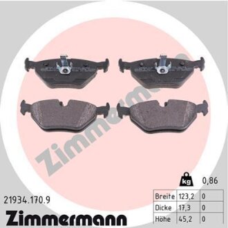 Комплект гальмівних накладок, дискове гальмо ZIMMERMANN 21934.170.9