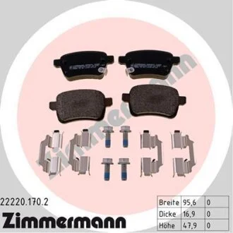Комплект гальмівних накладок, дискове гальмо ZIMMERMANN 22220.170.2