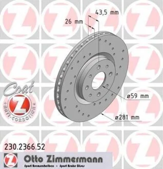 Диск гальмівний ZIMMERMANN 230.2366.52