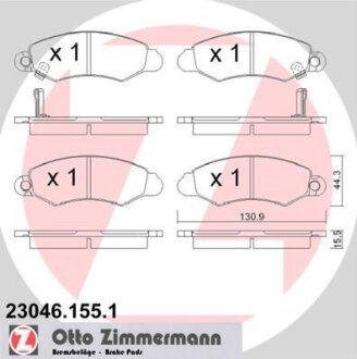 Комплект гальмівних накладок, дискове гальмо ZIMMERMANN 23046.155.1
