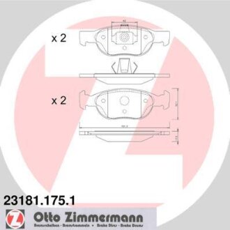 Комплект гальмівних накладок, дискове гальмо ZIMMERMANN 23181.175.1