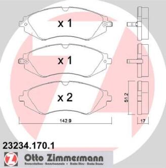 Колодки гальмівні дискові (передні), к-кт ZIMMERMANN 23234.170.1