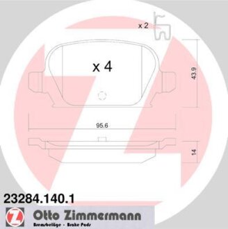 Комплект гальмівних накладок, дискове гальмо ZIMMERMANN 23284.140.1