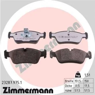Комплект гальмівних накладок, дискове гальмо ZIMMERMANN 23287.975.1