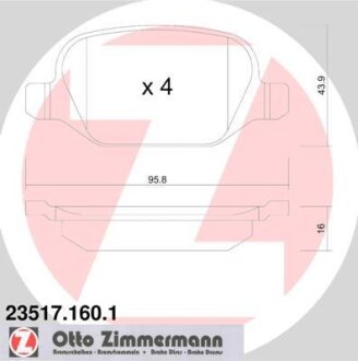 Колодки гальмівні дискові, комплект ZIMMERMANN 23517.160.1