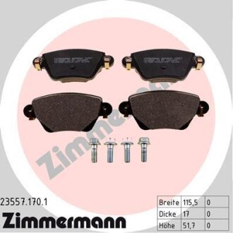 Колодки гальмівні дискові, комплект ZIMMERMANN 23557.170.1