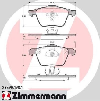 Колодки тормозные VOLVO V70/XC90 00- перед. ZIMMERMANN 23590.190.1