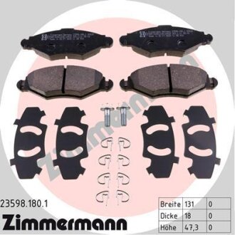 Комплект гальмівних накладок, дискове гальмо ZIMMERMANN 23598.180.1