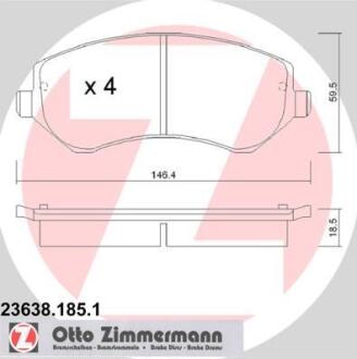 Колодки гальмівні дискові, комплект ZIMMERMANN 236381851
