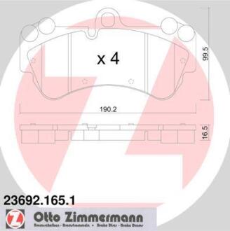 Гальмiвнi колодки дисковi переднi ZIMMERMANN 23692.165.1