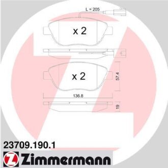 Колодки гальмівні дискові ZIMMERMANN 23709.190.1