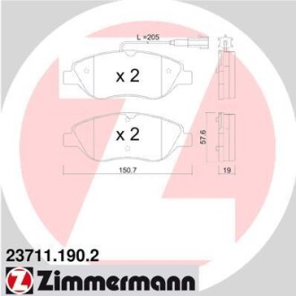 Колодки гальмівні дискові ZIMMERMANN 23711.190.2