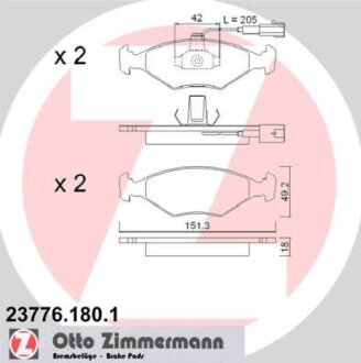 Колодки гальмівні дискові ZIMMERMANN 23776.180.1
